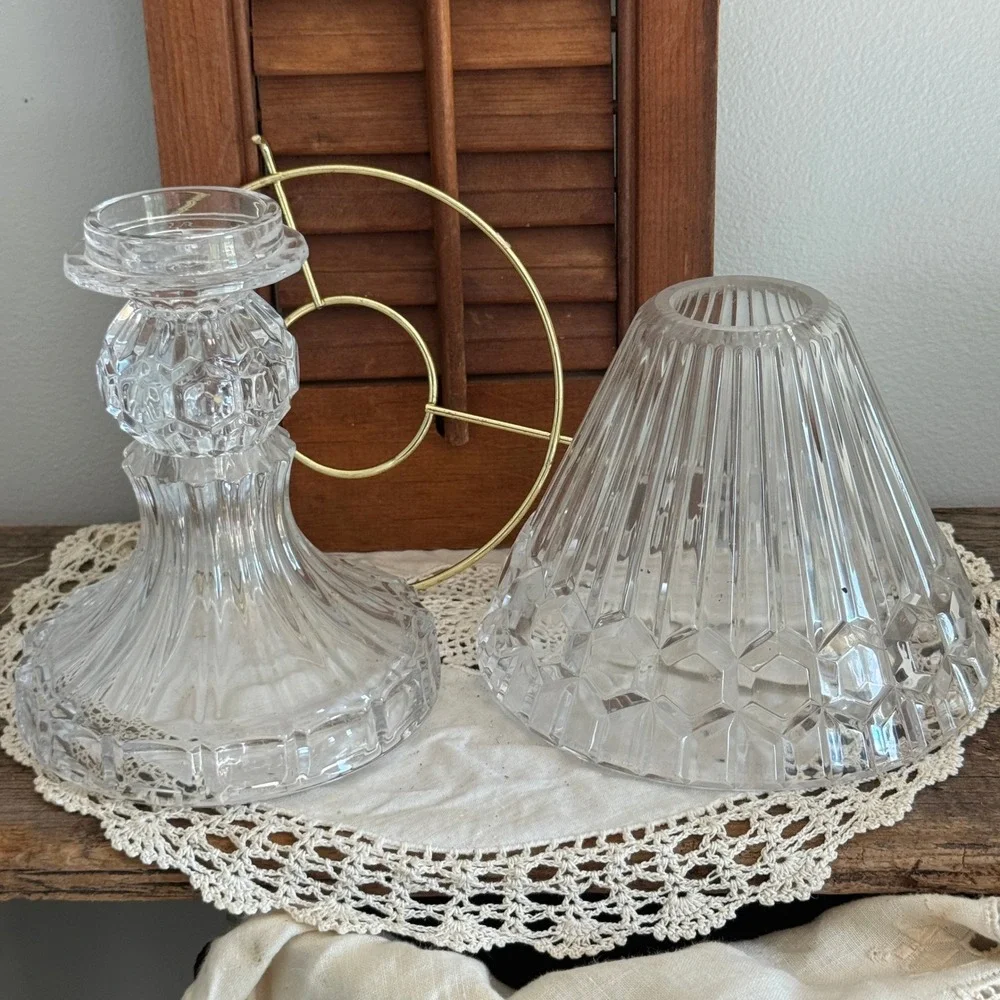 Partylite Astoria Crystal Tea Light Candle Lamp Clear Glass Hollywood Regency